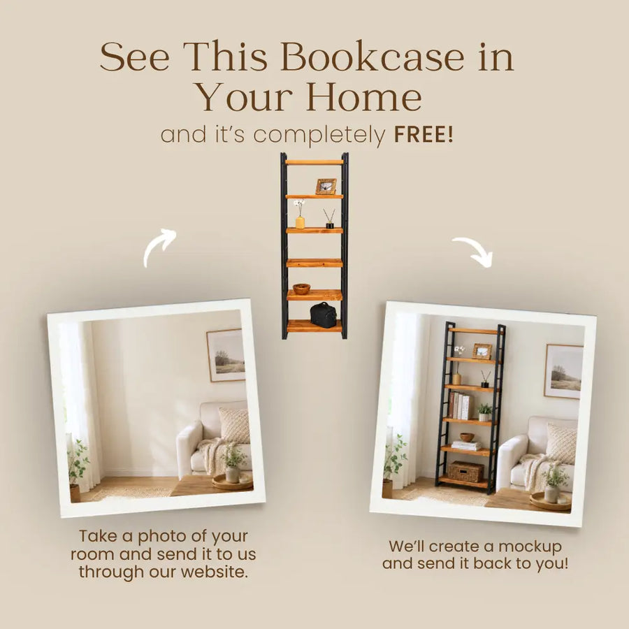 Stanley Rustic Bookcase | Pine Wood And Metal Design