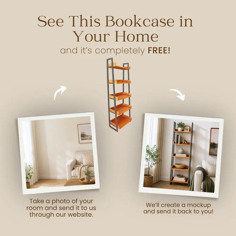 Tempo Wooden Ladder Bookcase | Narrow Industrial Design