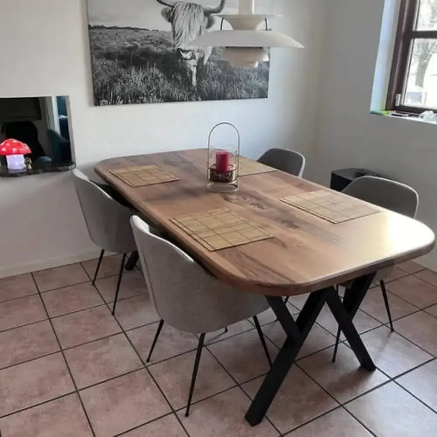 Toledo Wooden Dining Table | Walnut Mid Century Design Mozilya