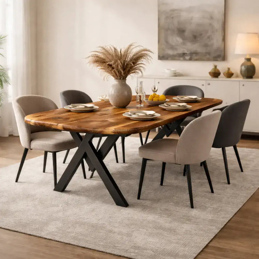 Toledo Wooden Dining Table | Walnut Mid Century Design Mozilya
