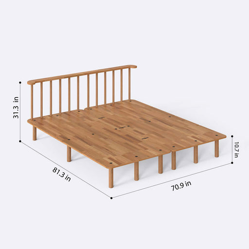 Queens Solid Beech Wood Double Bed Frame | Scandinavian Platform Bed Demontha