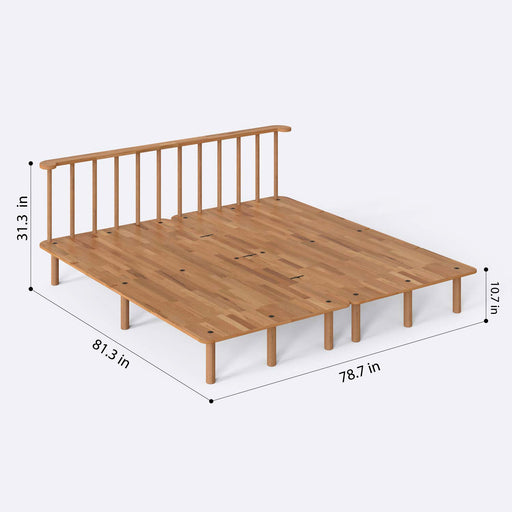 Queens Solid Beech Wood Double Bed Frame | Scandinavian Platform Bed Demontha