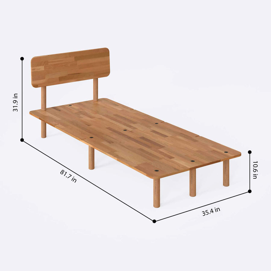 Beverly Hills Solid Beech Wood Single Bed Frame | Scandinavian Platform Bed Demontha