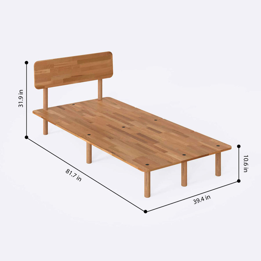 Beverly Hills Solid Beech Wood Single Bed Frame | Scandinavian Platform Bed Demontha