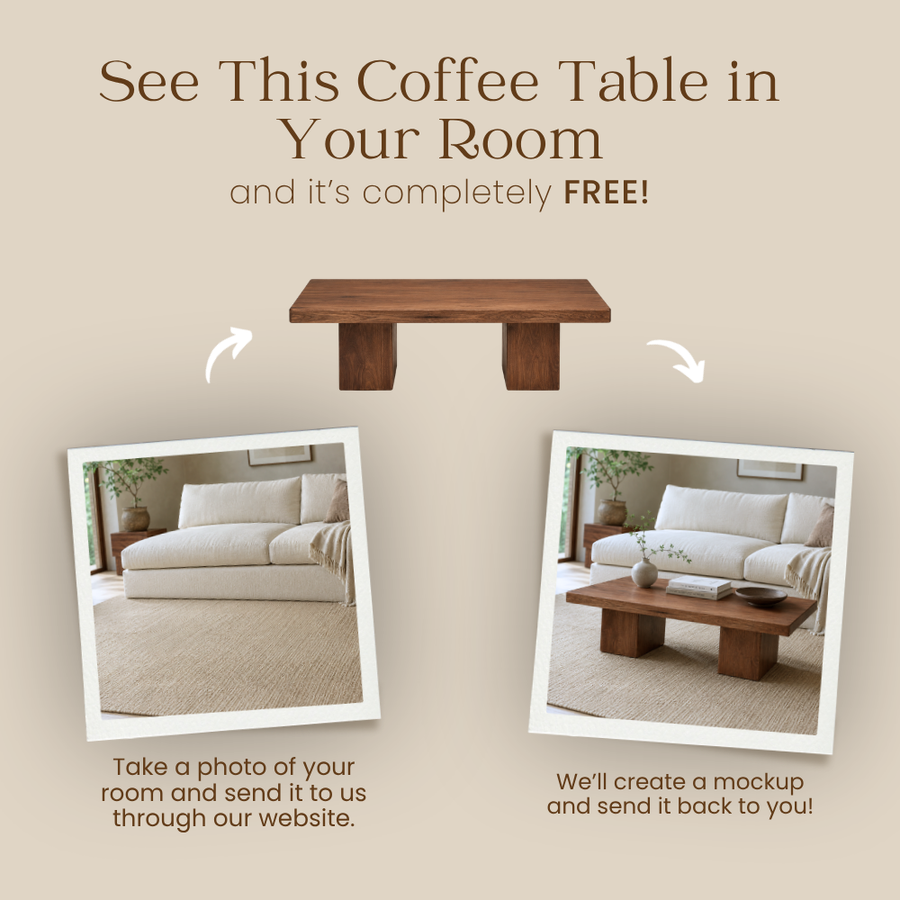 Wilder Rectangular Coffee Table – Walnut/Oak Solid Wood Minimal Block Design