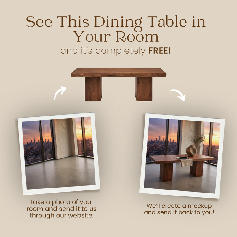 Wilder Rectangular Dining Table | Solid Walnut or Oak Wood