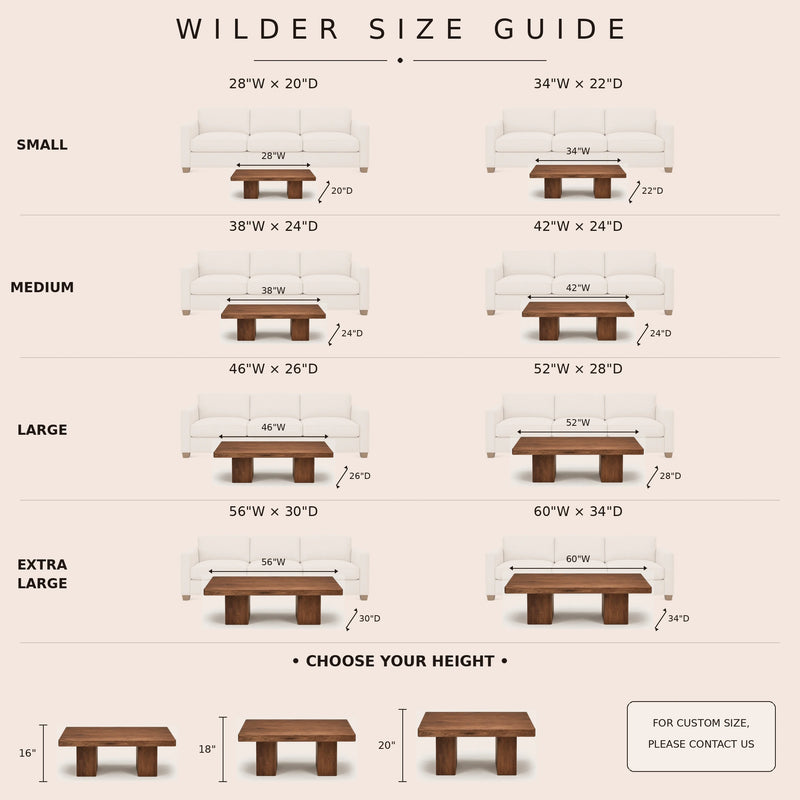 Wilder Rectangular Coffee Table – Walnut/Oak Solid Wood Minimal Block Design