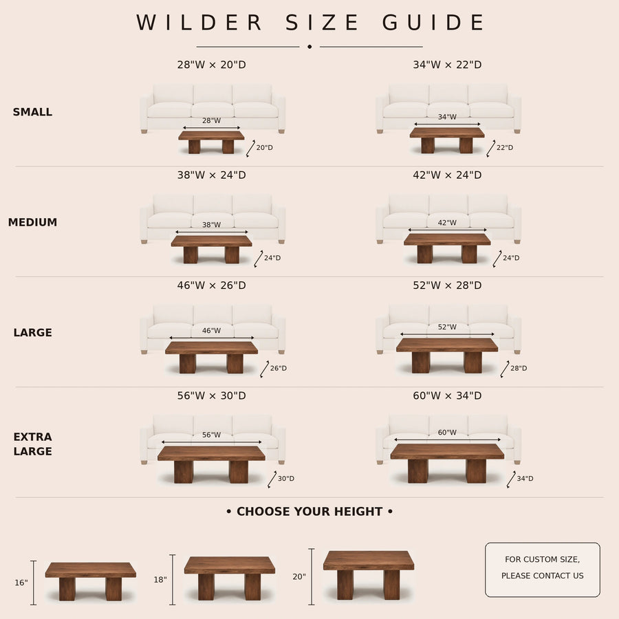 Wilder Rectangular Coffee Table – Walnut/Oak Solid Wood Minimal Block Design