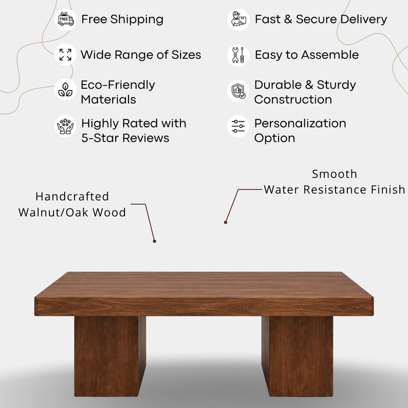 Wilder Square Coffee Table | Solid Walnut or Oak Wood