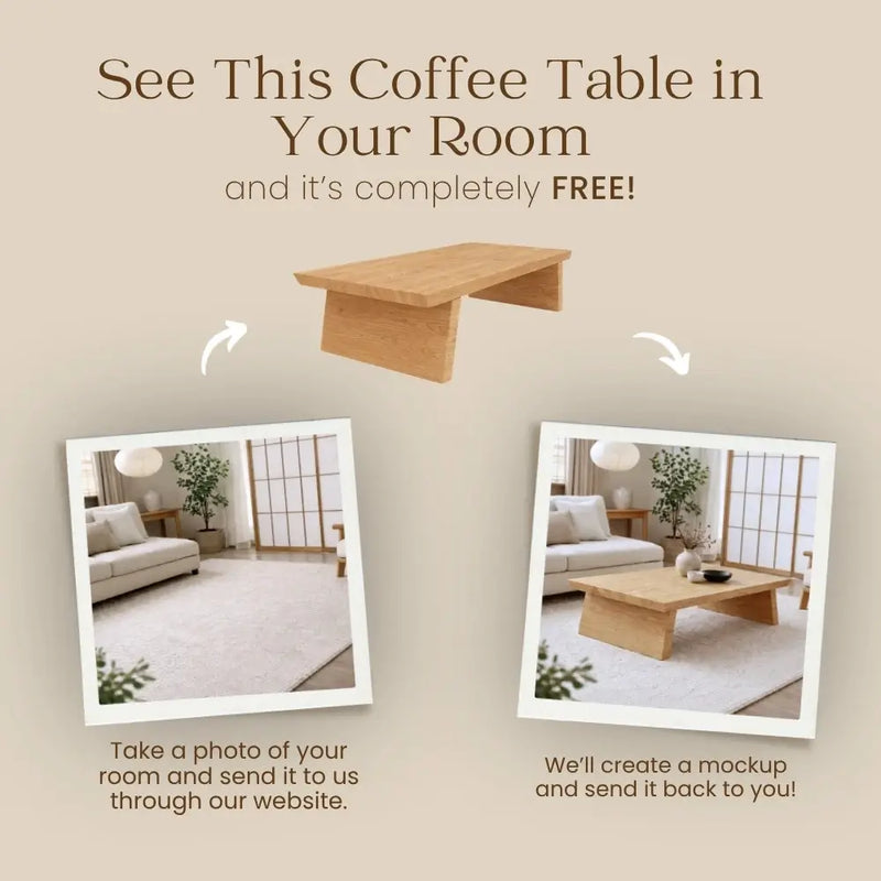 Yoro Solid Oak Wood Coffee Table – Japandi Rectangular Design