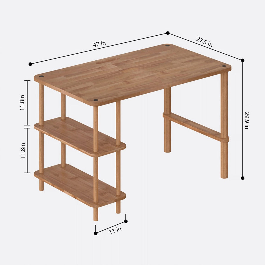 Grant Solid Beech Wood Work Desk – Modern Home Office Writing Desk Demontha