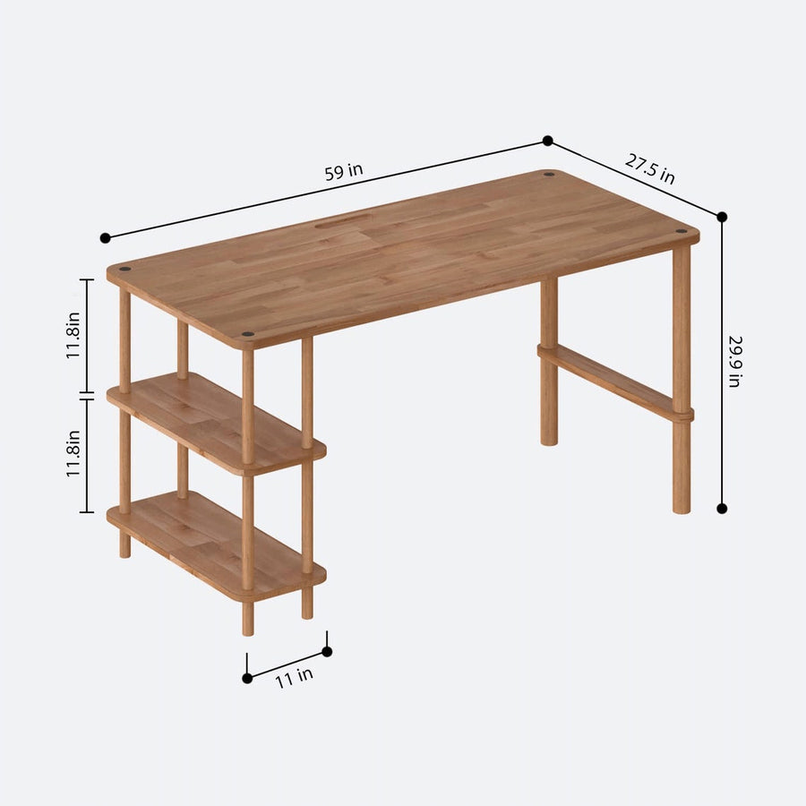 Grant Solid Beech Wood Work Desk – Modern Home Office Writing Desk Demontha