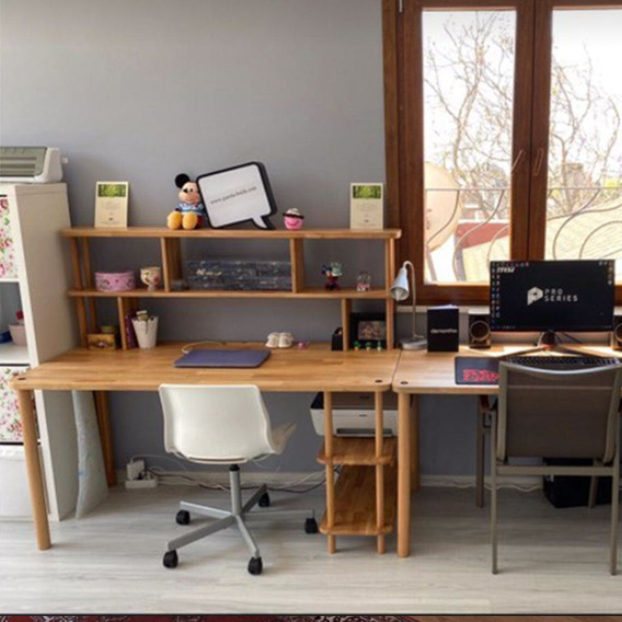 Jasper Beech Solid Wood Minimalist Study Desk Demontha