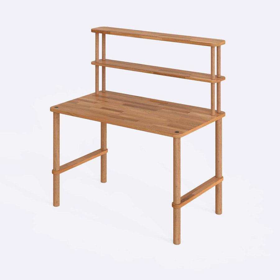 Lee Solid Beech Wood Study Desk | Modern Desk with Upper Shelf Demontha