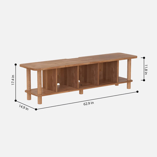 Potter Solid Beech Wood TV Stand | Modern Low Profile Media Console Demontha