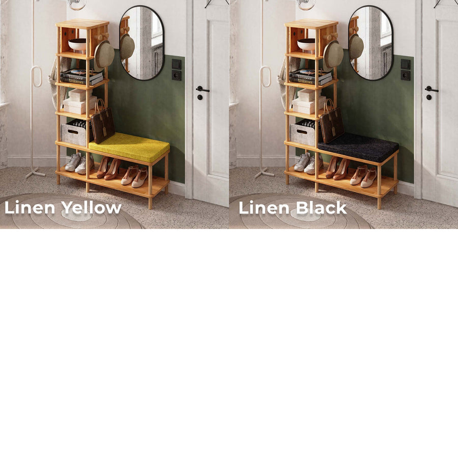 Lincoln Solid Beech Wood Cloakroom | Modern Entryway Bench and Coat Rack Demontha