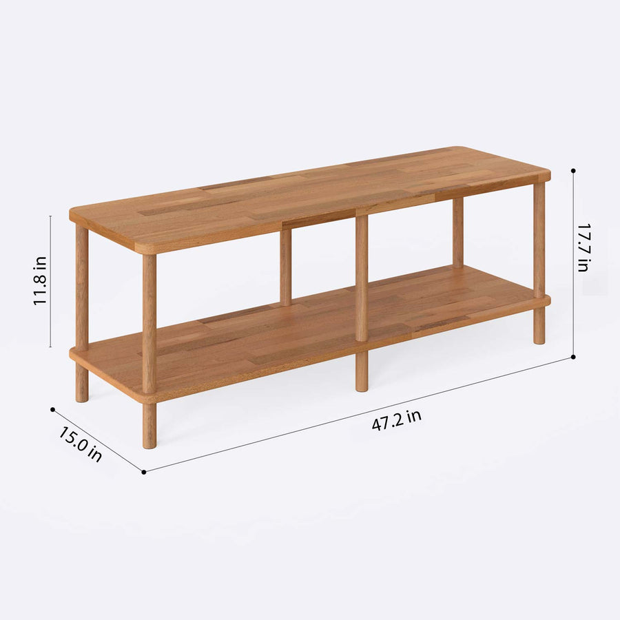 Queens Solid Beech Wood TV Unit | Modern Low Profile Media Console Demontha