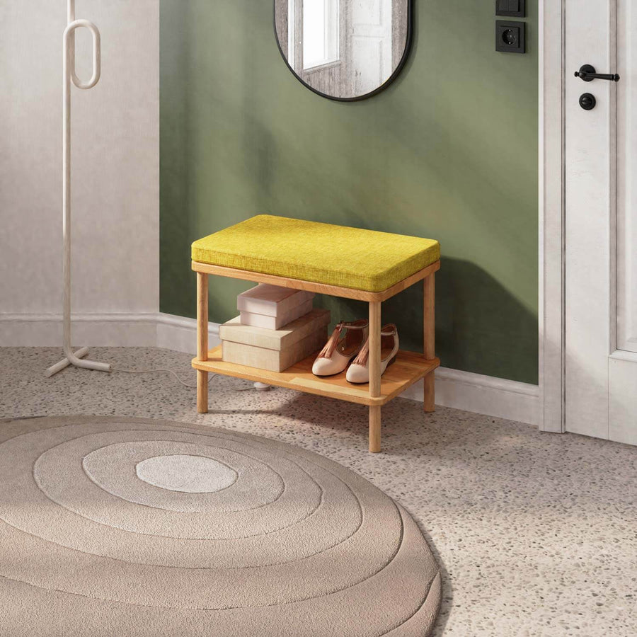 Queens Solid Beech Wood Linen Bench | Modern Entryway Bench Demontha
