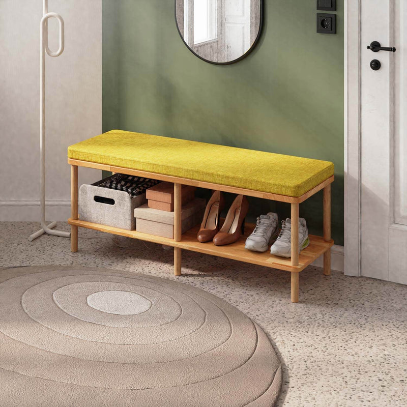 Queens Beech Wood & Linen Bench