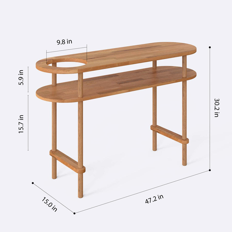 Malibu Solid Beech Wood Console Table | Modern Minimalist Console Demontha