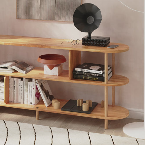 Video demonstrating how the Malibu Low Bookcase can be styled and used in different room settings.