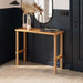 A sleek Anderson Narrow Console Table placed in a modern hallway, showcasing its solid wood construction and elegant design.