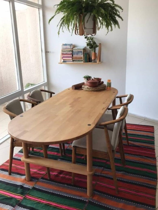 Beech wood tabletop with a natural finish, seamlessly blending with any interior style.