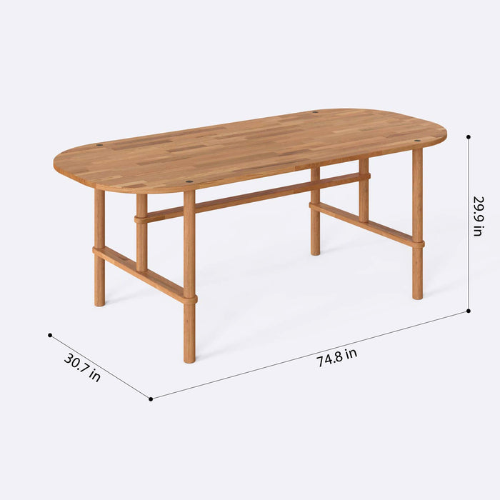 Side view of the Beverly Hills table, featuring sturdy wooden legs and a sleek silhouette
