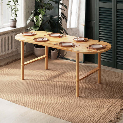 Oval dining table for 6, perfect for modern family gatherings and versatile interior designs