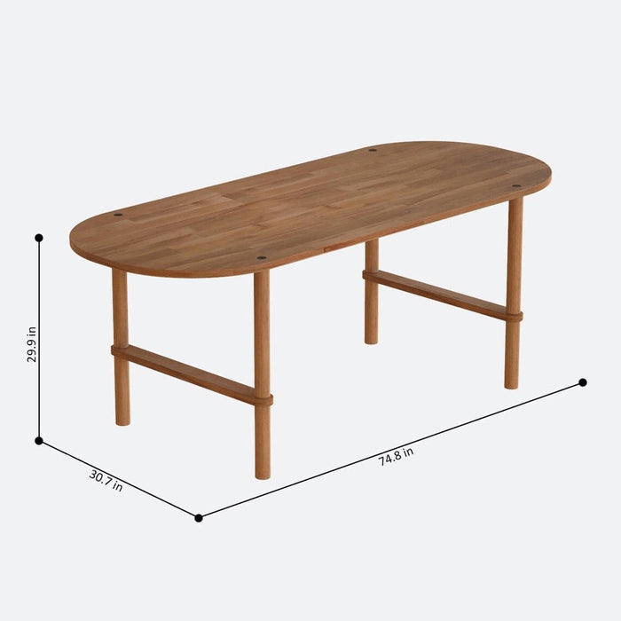 Beverly Hills oval dining table set including six modern chairs with upholstered seats and backs, arranged stylishly around the sleek oval table.