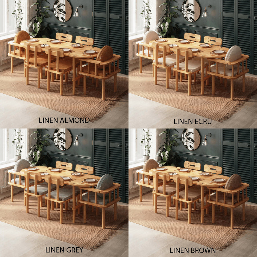 Beverly Hills oval dining table set styled in a modern dining room, with minimalist decor and elegant lighting accentuating the set.