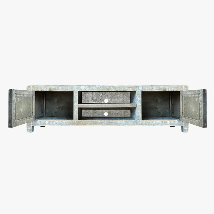Burlington Pine Wood TV Stand with Cabinets Tomruque Wood Studios