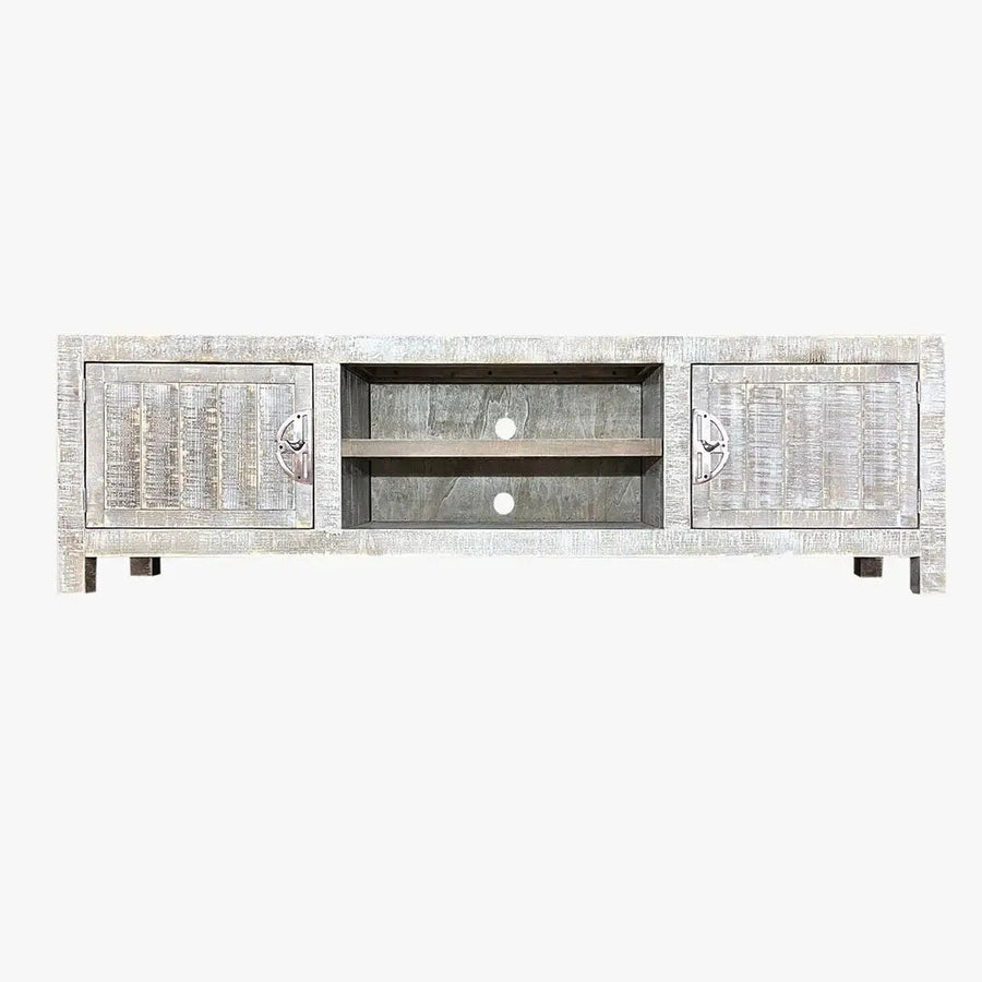 Burlington Pine Wood TV Stand with Cabinets Tomruque Wood Studios