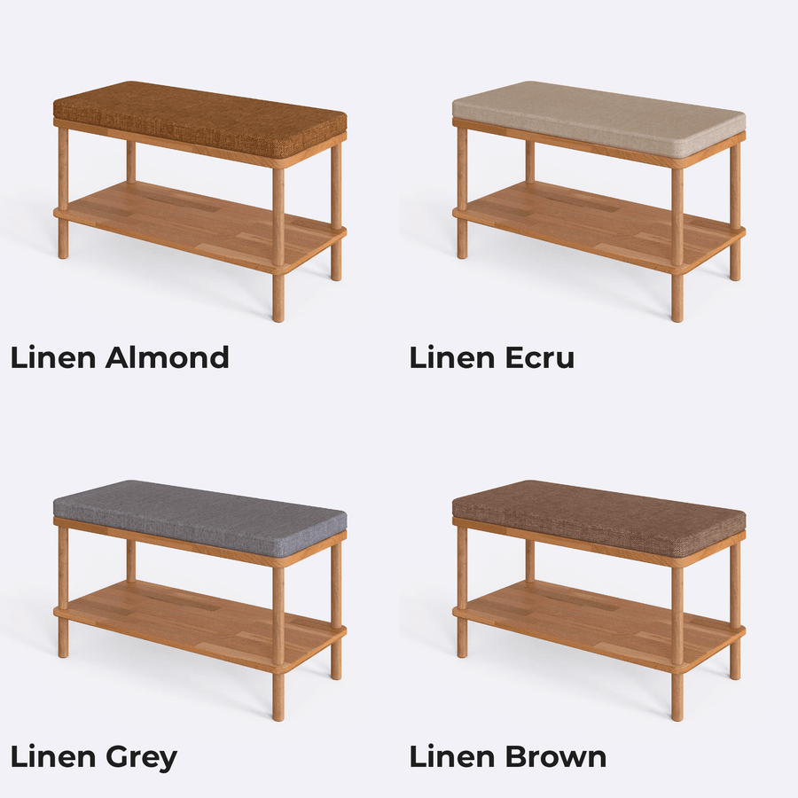 Queens Solid Beech Wood Linen Bench | Modern Entryway Bench Demontha