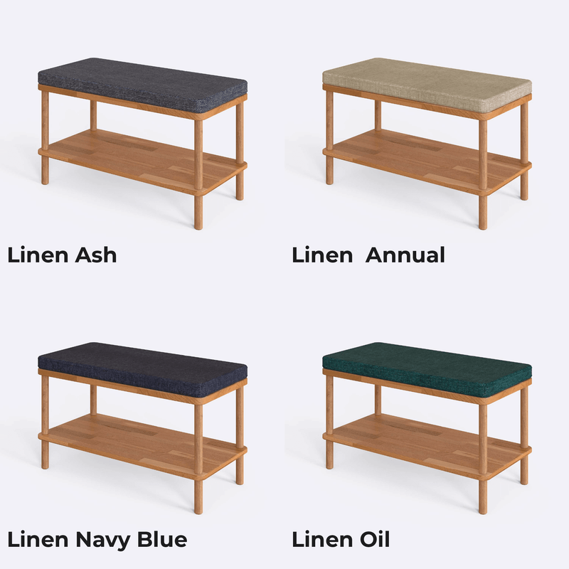 Queens Beech Wood & Linen Bench