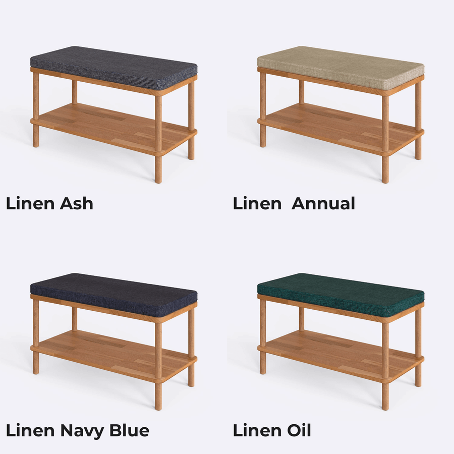 Queens Solid Beech Wood Linen Bench | Modern Entryway Bench Demontha