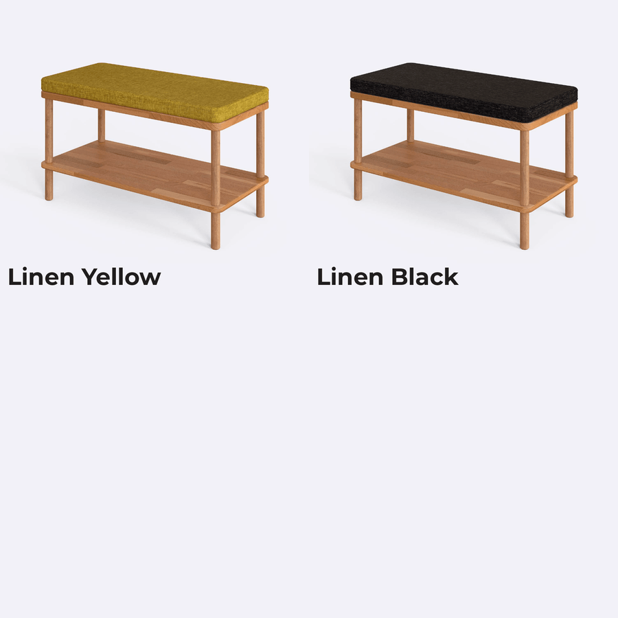 Queens Solid Beech Wood Linen Bench | Modern Entryway Bench Demontha