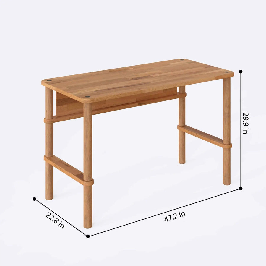 Clark Solid Beech Wood Desk | Minimalist Modern Study Desk Demontha
