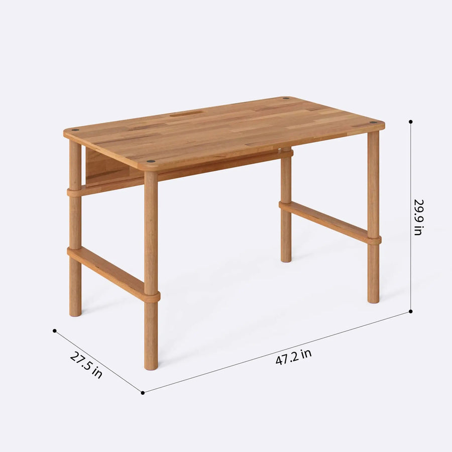 Clark Solid Beech Wood Desk | Minimalist Modern Study Desk Demontha