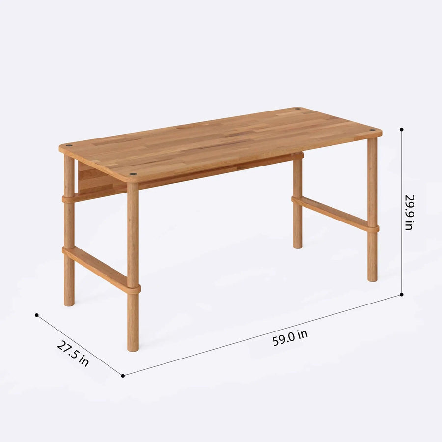 Clark Solid Beech Wood Desk | Minimalist Modern Study Desk Demontha