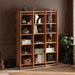Compton Bookshelf With Storage | Solid Wood Tall Design featuring a modern 3-column geometric design made from durable beech wood.
