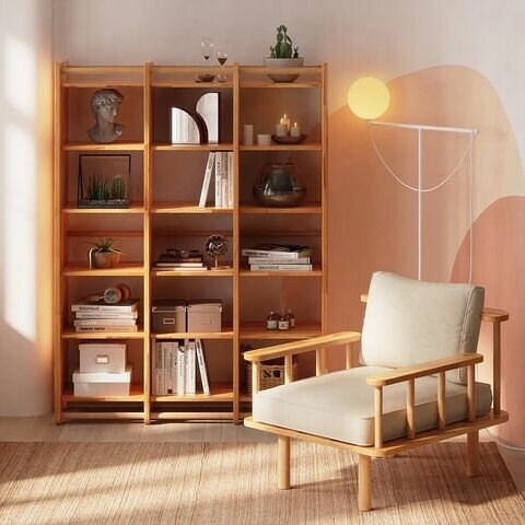 Full view of the Compton Bookshelf With Storage, designed to enhance any space with its tall, elegant form.
