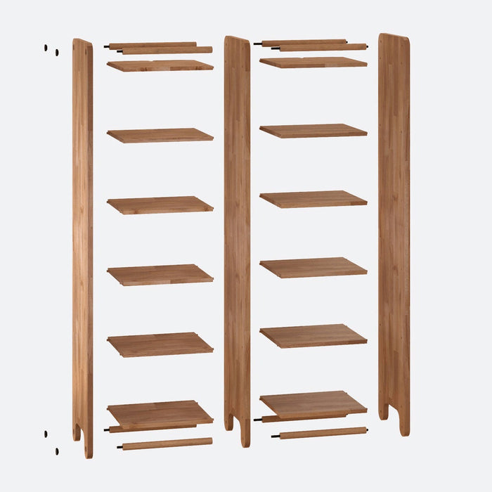 Top-down view of the geometric shelves, emphasizing the ample storage space of the bookcase.
