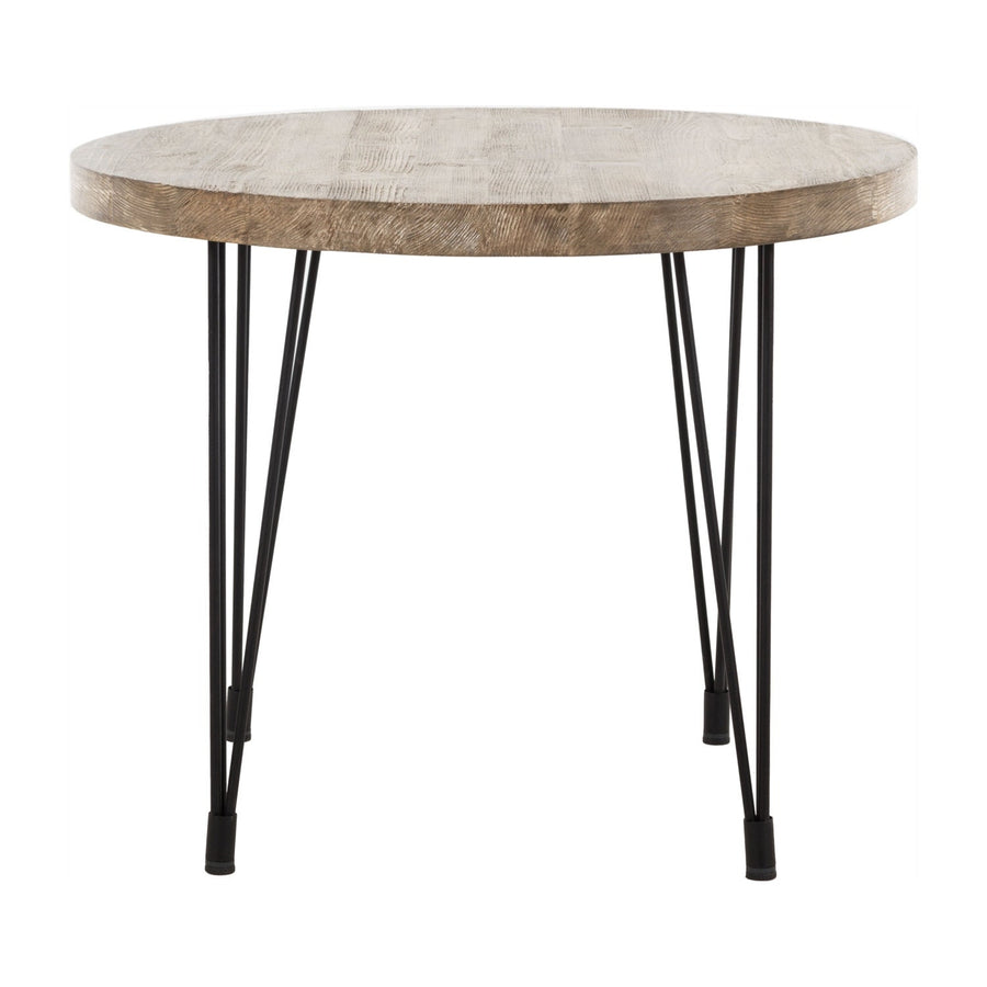 Top view of the Concord Round Rustic Dining Table, highlighting the smooth, durable pine wood surface and rustic craftsmanship