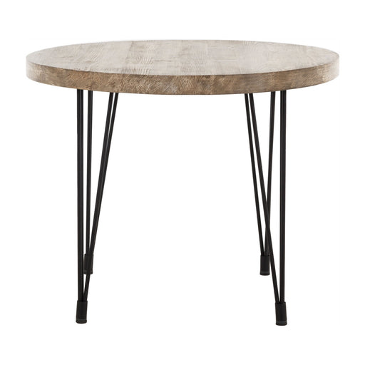 Top view of the Concord Round Rustic Dining Table, highlighting the smooth, durable pine wood surface and rustic craftsmanship