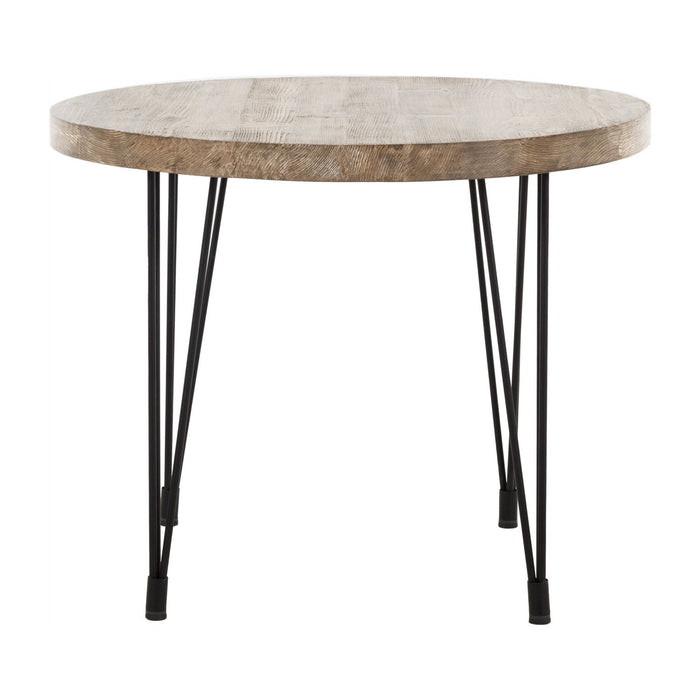 Top view of the Concord Round Rustic Dining Table, highlighting the smooth, durable pine wood surface and rustic craftsmanship