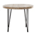Top view of the Concord Round Rustic Dining Table, highlighting the smooth, durable pine wood surface and rustic craftsmanship