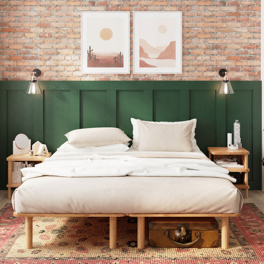 Soho Solid Beech Wood Bed Frame | Scandinavian Platform Bed Demontha