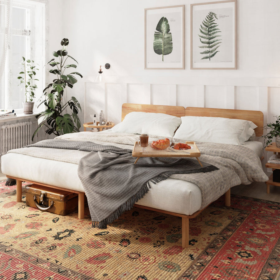 Beverly Hills Solid Beech Wood Bed Frame | Scandinavian Platform Bed Demontha