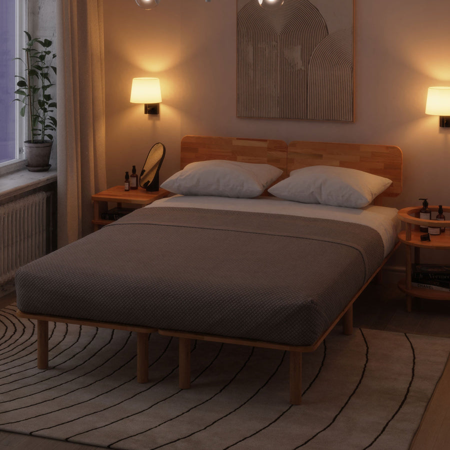 Beverly Hills Solid Beech Wood Bed Frame | Scandinavian Platform Bed Demontha